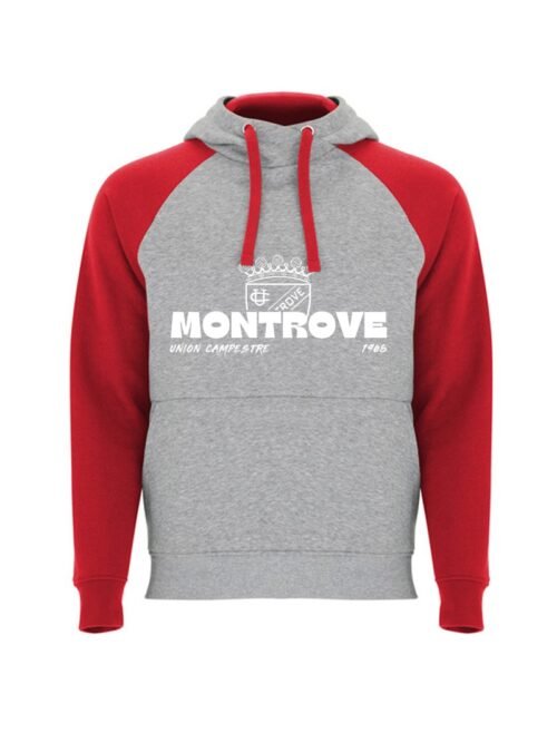 Sudadera Gris-Roja Capucha Unión Campestre